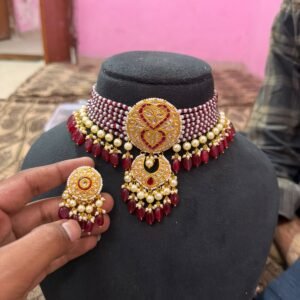 Maroon Double-Motif Choker Set - original supplied product photograph