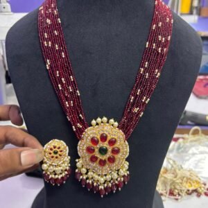 Maroon Long Necklace Set - original supplied product photograph