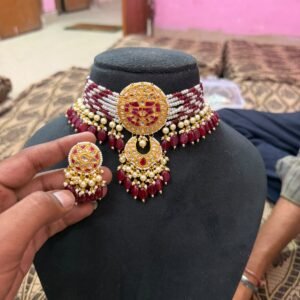 Maroon Motif Choker Set - original supplied product photograph