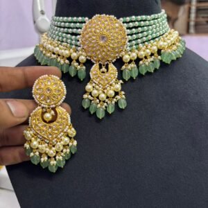 Green Layered-Bead Choker Set - original supplied product photograph