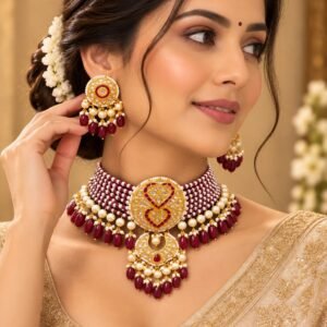 Maroon Double-Motif Choker Set — supplied jewellery image